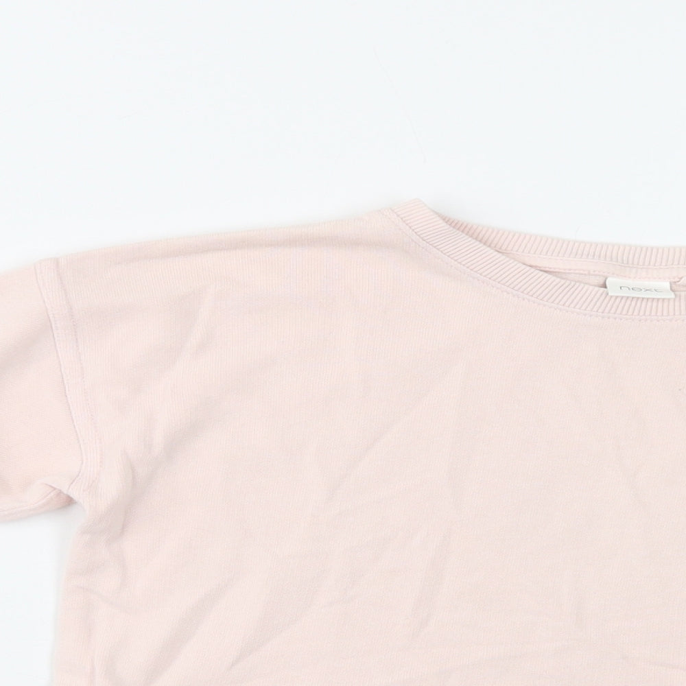 NEXT Girls Pink  Cotton Henley Sweatshirt Size 7 Years  Lace Up