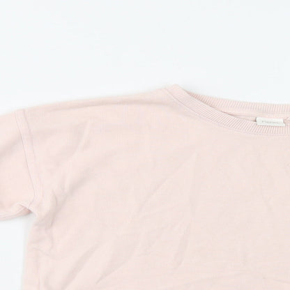 NEXT Girls Pink  Cotton Henley Sweatshirt Size 7 Years  Lace Up