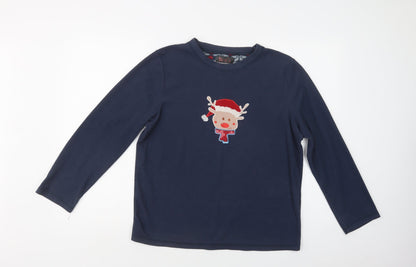Primark Womens Blue  Polyester Top Lounge Set Size S   - Rudolph Christmas