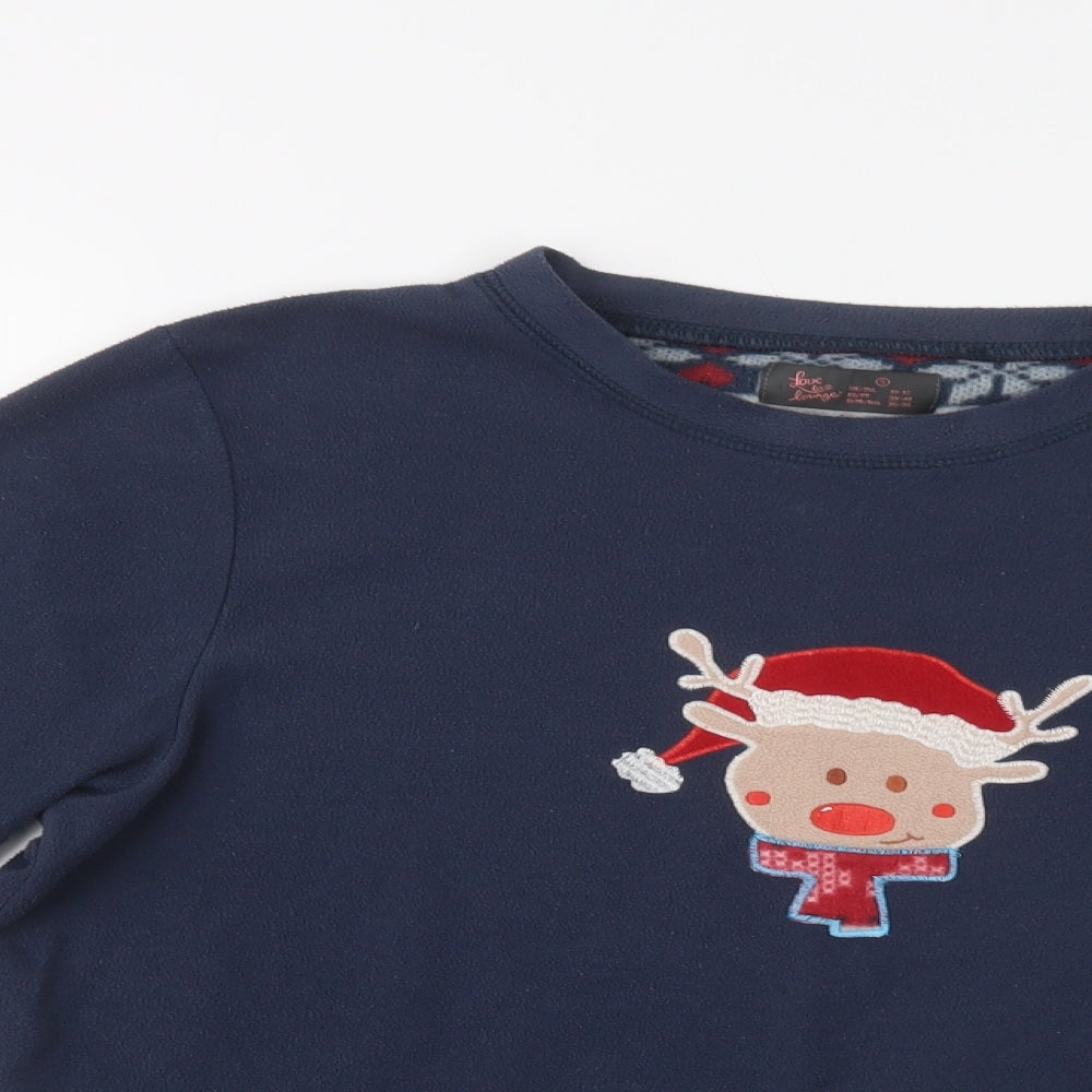 Primark Womens Blue  Polyester Top Lounge Set Size S   - Rudolph Christmas