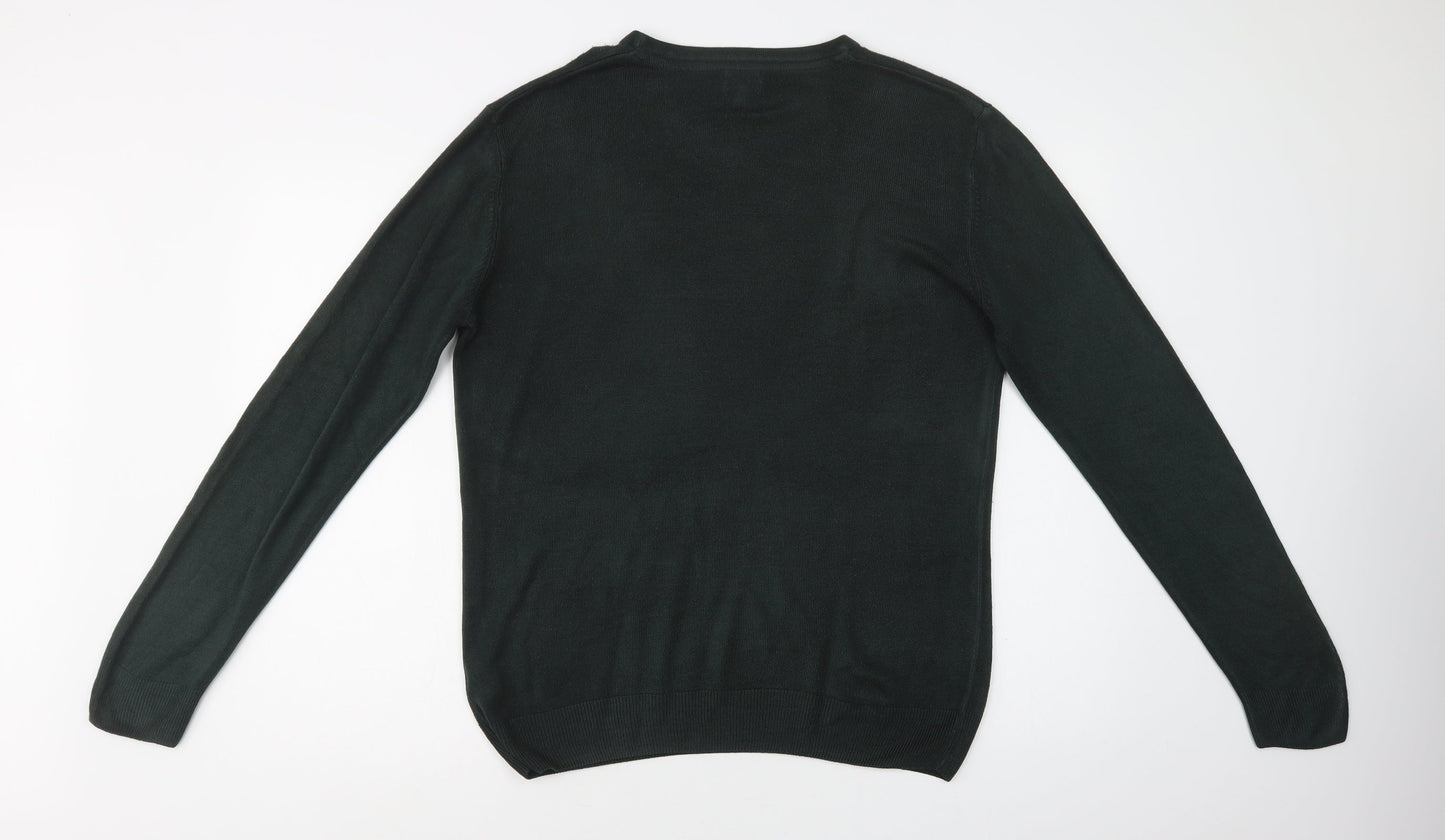Matalan Mens Green Crew Neck  Acrylic Pullover Jumper Size M