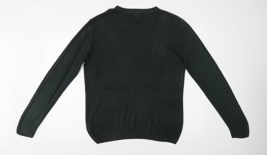 Matalan Mens Green Crew Neck  Acrylic Pullover Jumper Size M