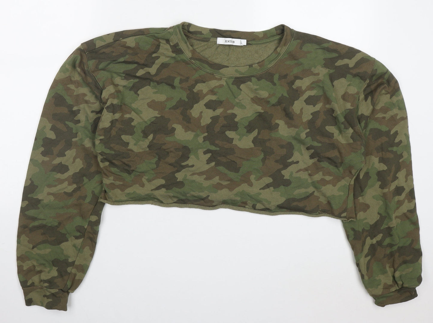 Just Fab Womens Green Camouflage Cotton Pullover Sweatshirt Size XL  Pullover