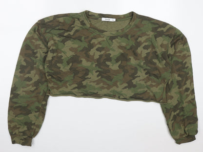 Just Fab Womens Green Camouflage Cotton Pullover Sweatshirt Size XL  Pullover