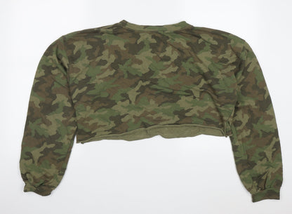 Just Fab Womens Green Camouflage Cotton Pullover Sweatshirt Size XL  Pullover