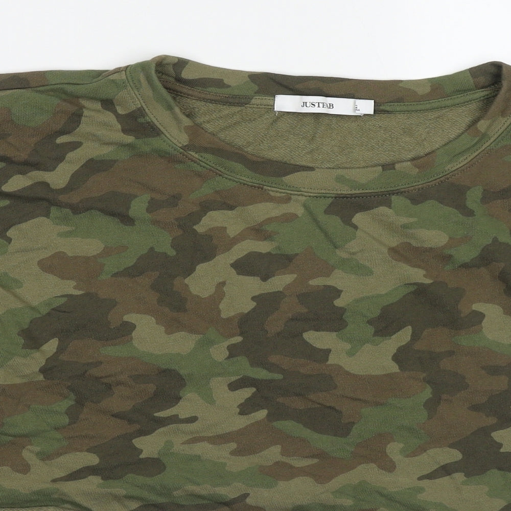 Just Fab Womens Green Camouflage Cotton Pullover Sweatshirt Size XL  Pullover