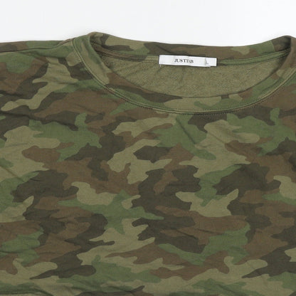 Just Fab Womens Green Camouflage Cotton Pullover Sweatshirt Size XL  Pullover
