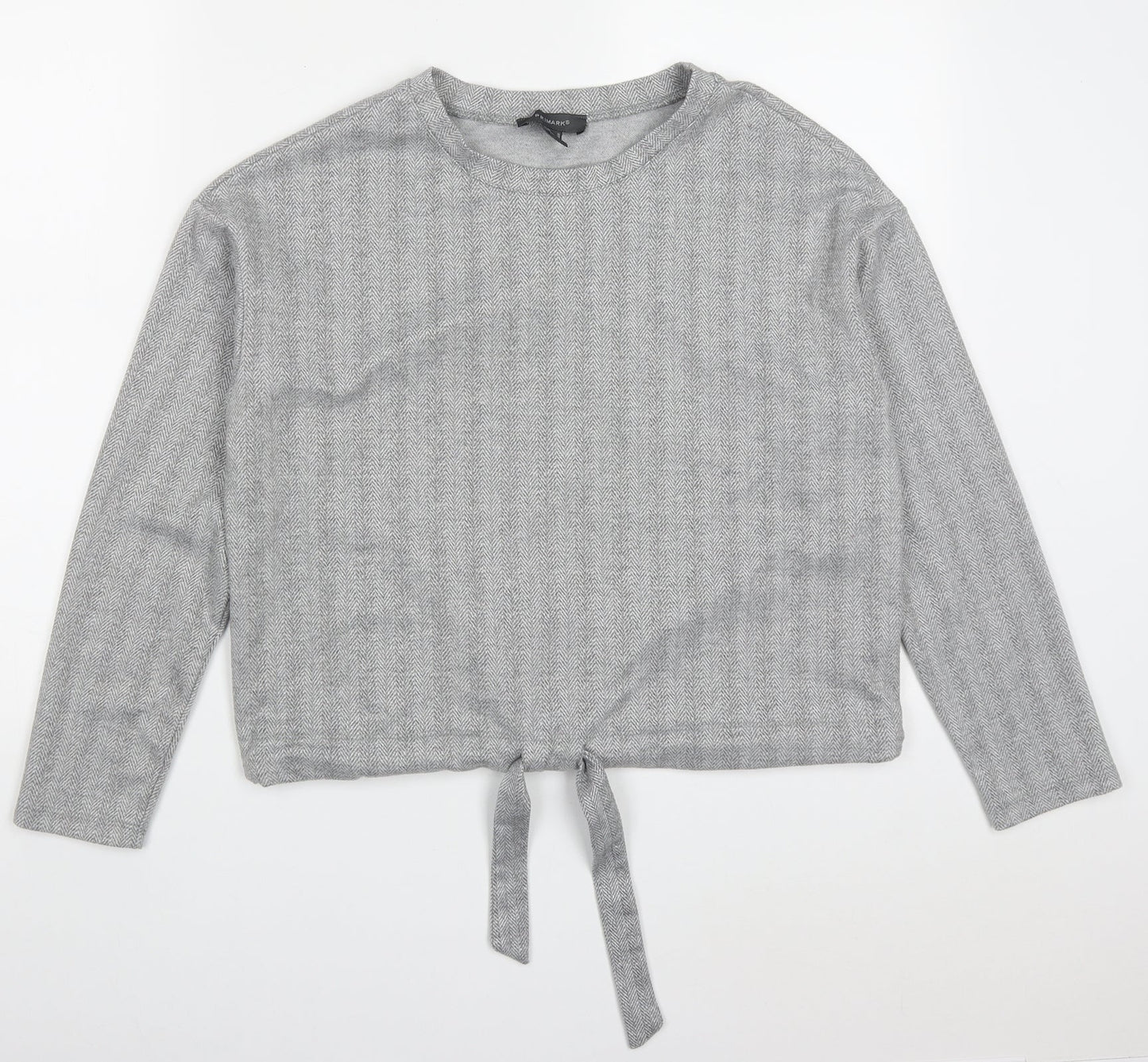 Primark Womens Grey Herringbone Polyester Pullover Sweatshirt Size 10  Pullover