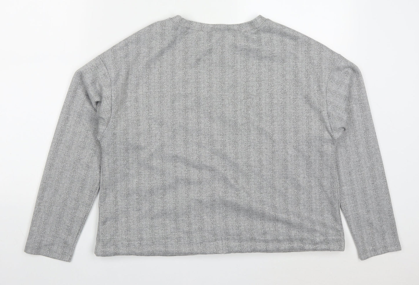 Primark Womens Grey Herringbone Polyester Pullover Sweatshirt Size 10  Pullover