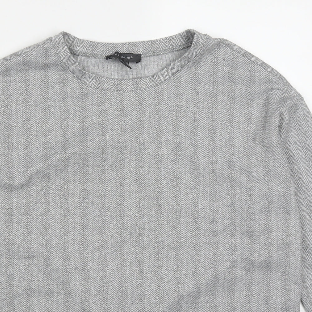 Primark Womens Grey Herringbone Polyester Pullover Sweatshirt Size 10  Pullover