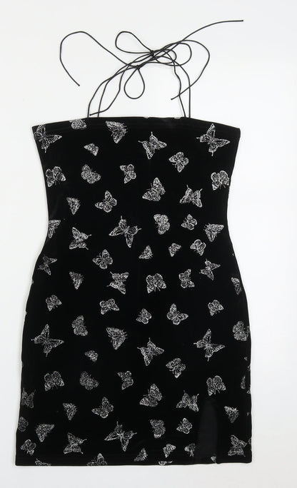 SheIn Womens Black  Polyester Mini  Size S  Round Neck Pullover - Butterflies