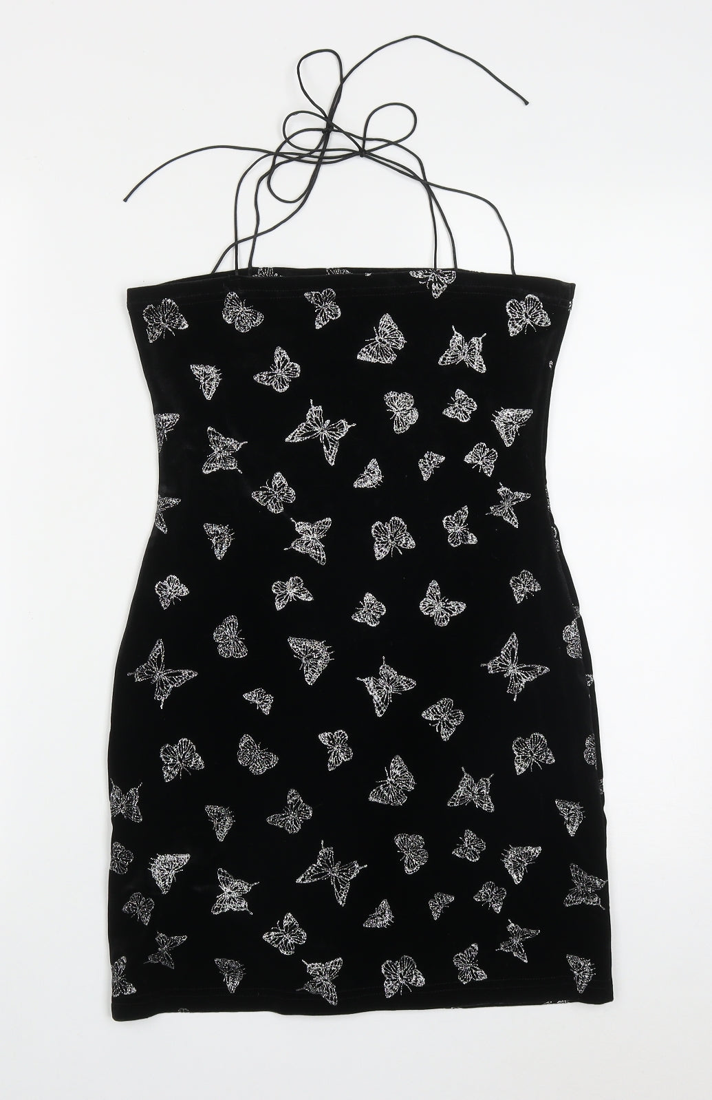 SheIn Womens Black  Polyester Mini  Size S  Round Neck Pullover - Butterflies