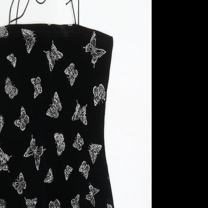 SheIn Womens Black  Polyester Mini  Size S  Round Neck Pullover - Butterflies