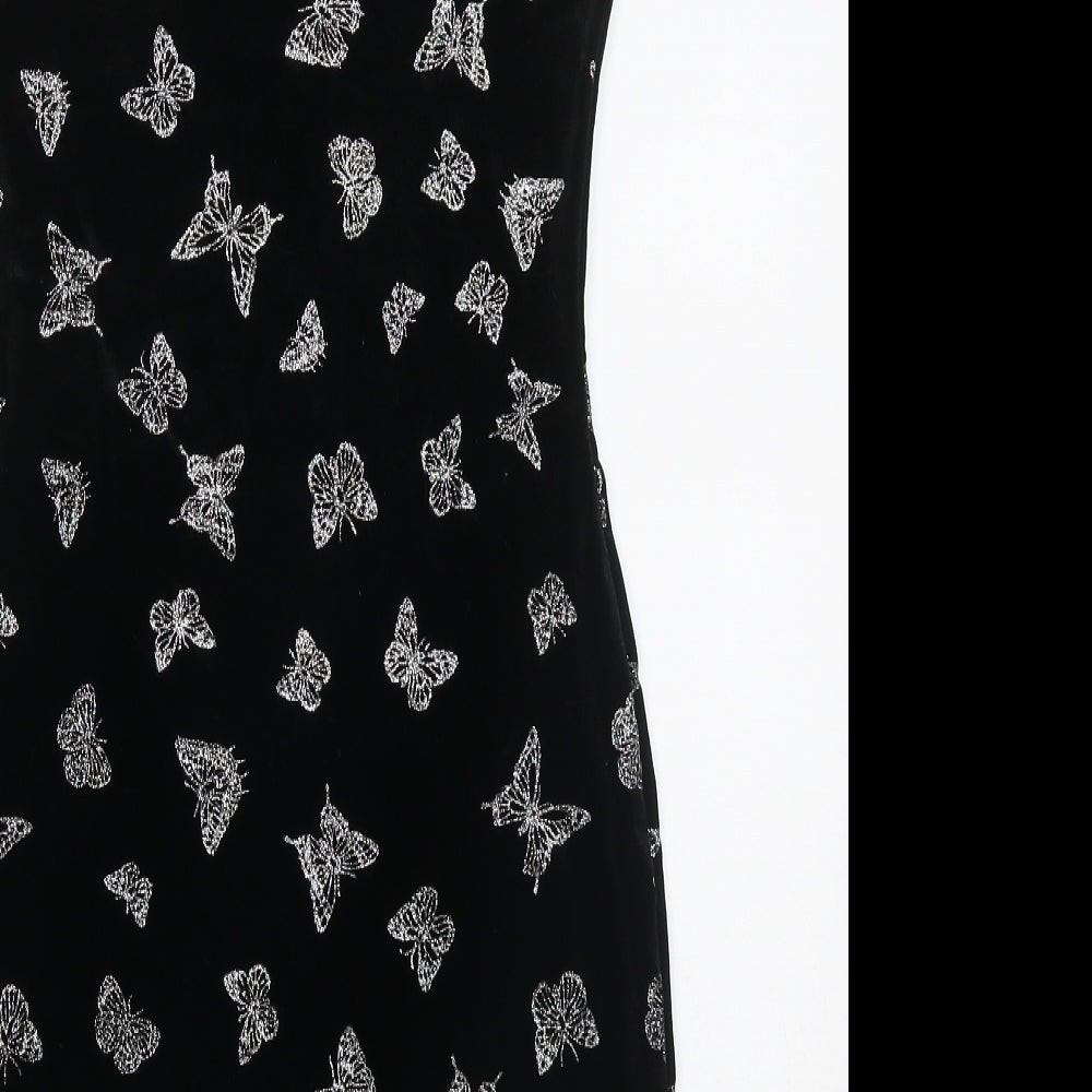 SheIn Womens Black  Polyester Mini  Size S  Round Neck Pullover - Butterflies