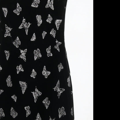 SheIn Womens Black  Polyester Mini  Size S  Round Neck Pullover - Butterflies