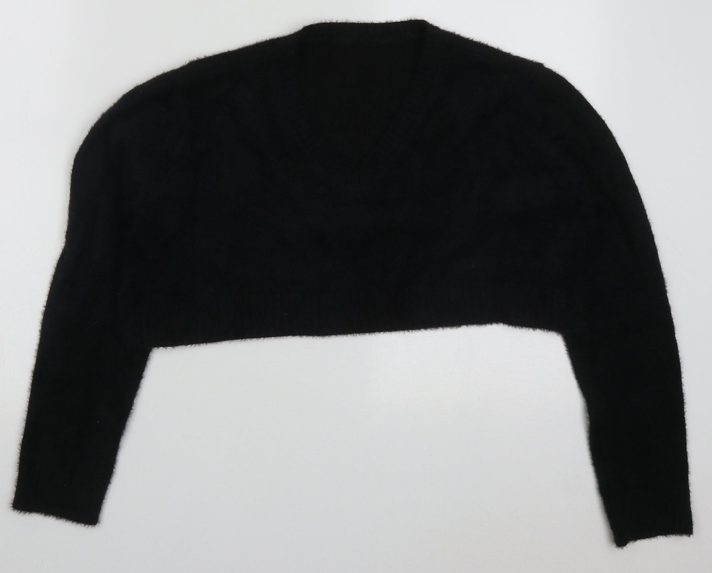 SheIn Womens Black V-Neck  Acrylic Pullover Jumper Size S