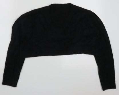 SheIn Womens Black V-Neck  Acrylic Pullover Jumper Size S