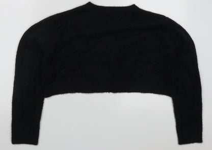SheIn Womens Black V-Neck  Acrylic Pullover Jumper Size S