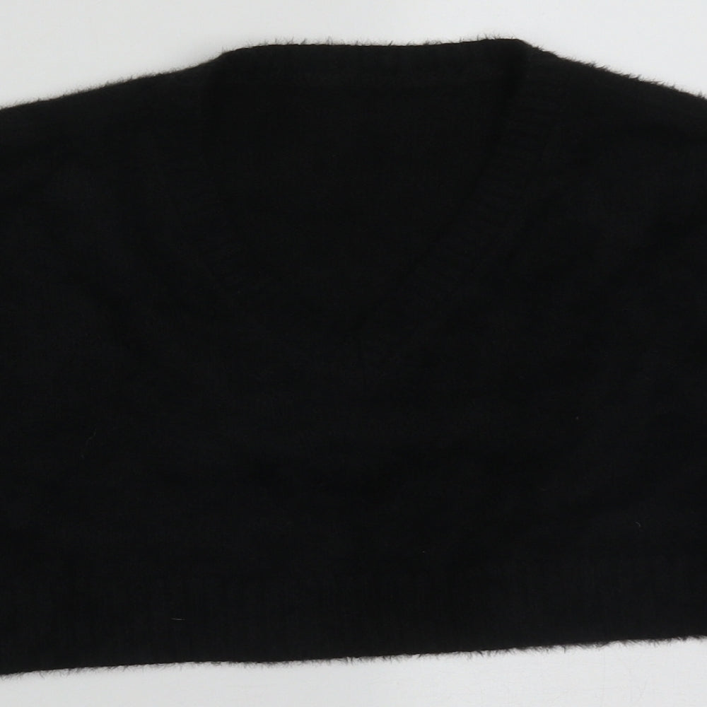 SheIn Womens Black V-Neck  Acrylic Pullover Jumper Size S