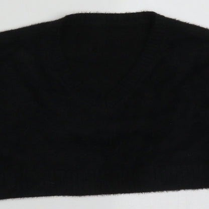 SheIn Womens Black V-Neck  Acrylic Pullover Jumper Size S
