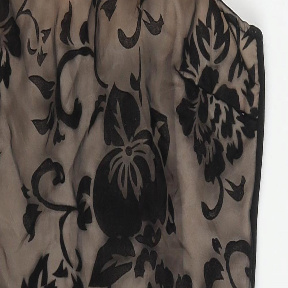 Parisian Womens Black Floral Polyester Mini  Size 8  Round Neck Zip