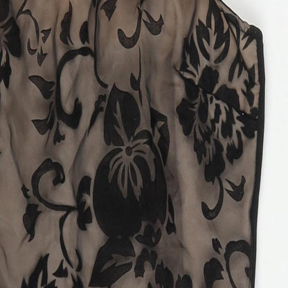 Parisian Womens Black Floral Polyester Mini  Size 8  Round Neck Zip