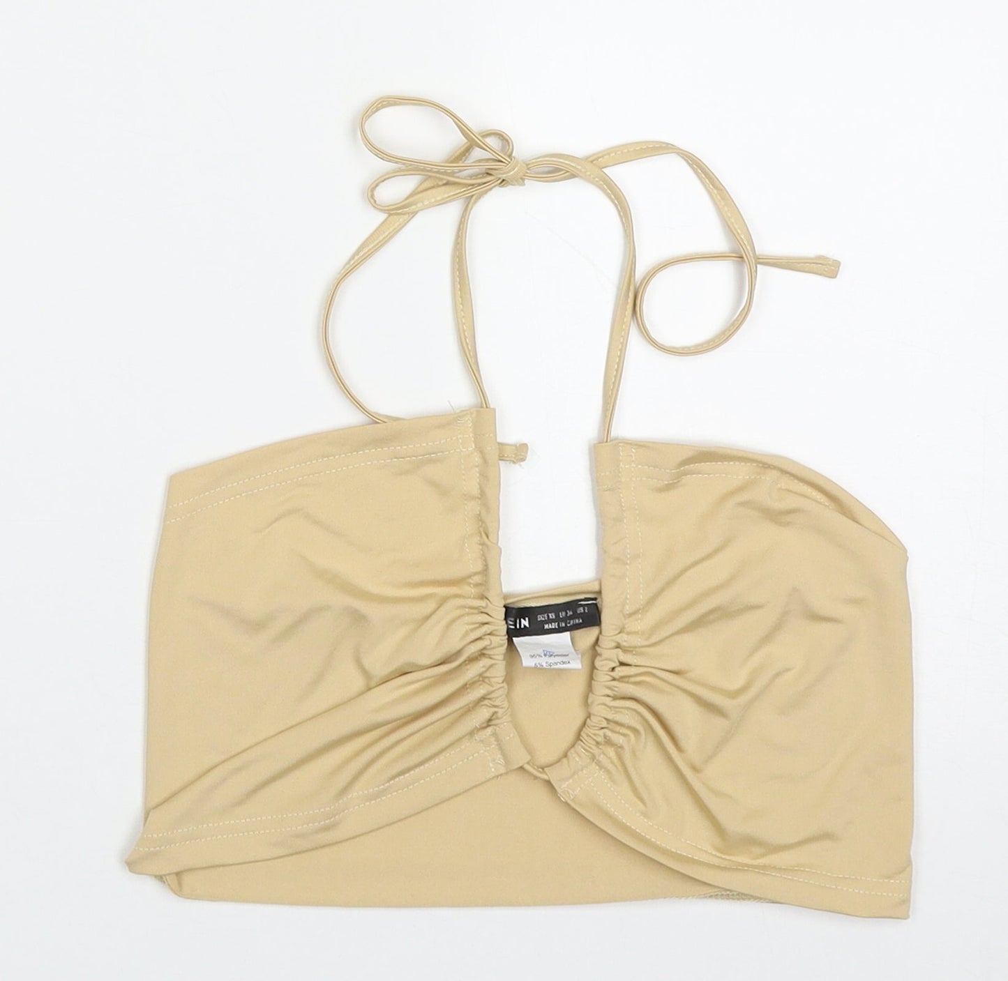 SheIn Womens Beige  Polyester Cropped Tank Size XS Halter