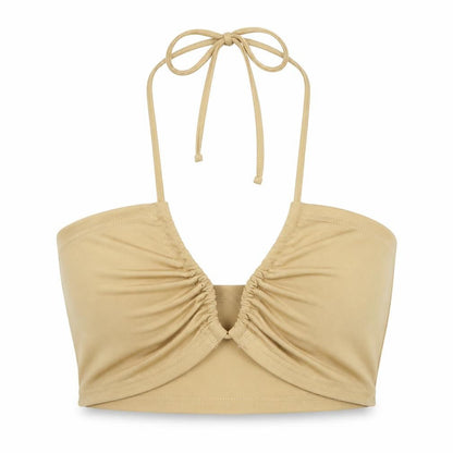 SheIn Womens Beige  Polyester Cropped Tank Size XS Halter