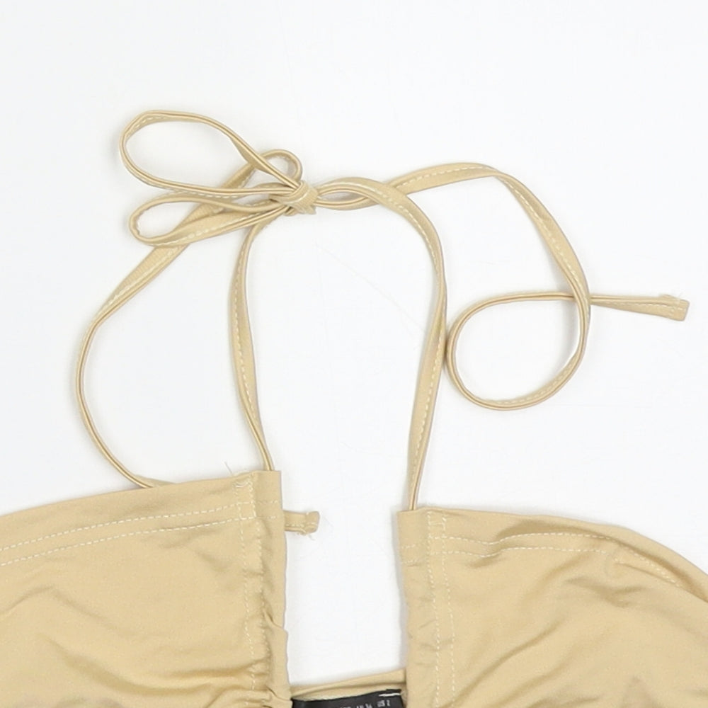 SheIn Womens Beige  Polyester Cropped Tank Size XS Halter