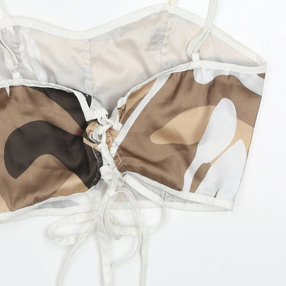 SheIn Womens Brown Camouflage Polyester Cropped Tank Size XS Sweetheart