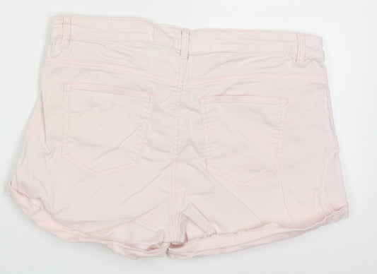H&M Womens Pink  Cotton Mom Shorts Size 12  Regular Button