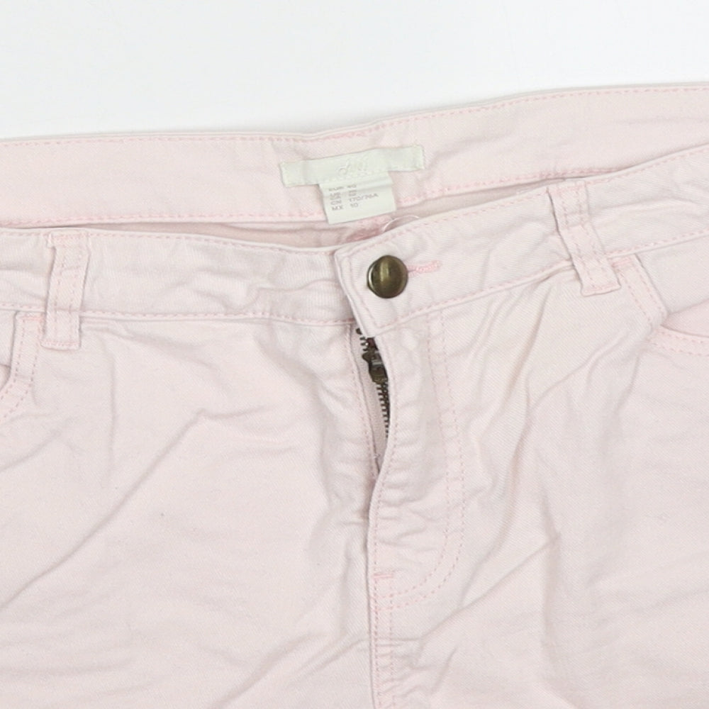 H&M Womens Pink  Cotton Mom Shorts Size 12  Regular Button