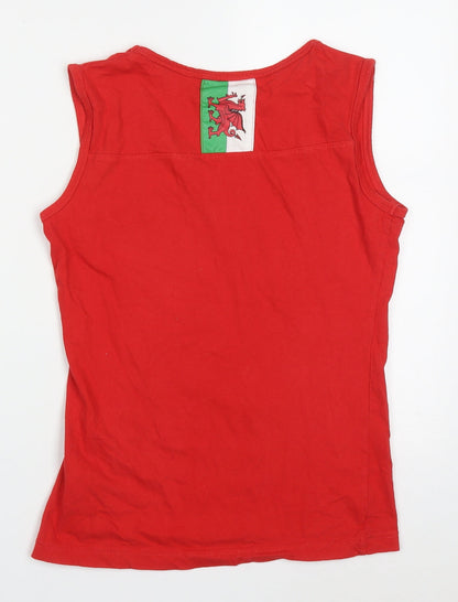 Euro 2016 Womens Red  Cotton Basic Tank Size 10 Round Neck - Wales