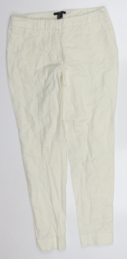Womens UK Size 8 H&M Regular Fit  White Trousers