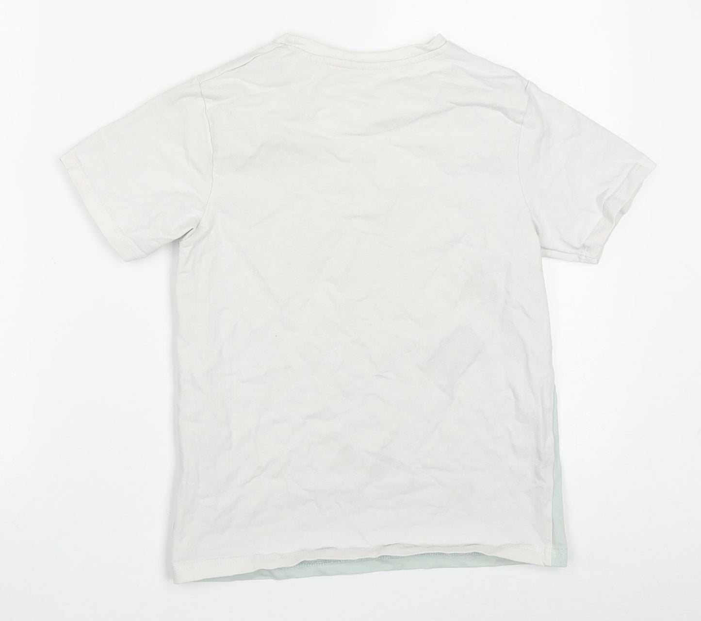 Holyfield Boys Green Colourblock Cotton Basic T-Shirt Size 10-11 Years Crew Neck Pullover