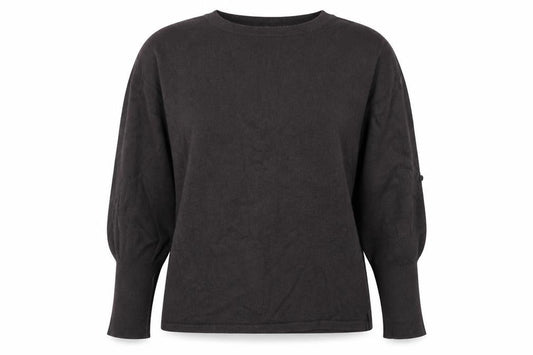 Front view of Marks & Spencer women’s grey crew neck viscose jumper, size UK 10