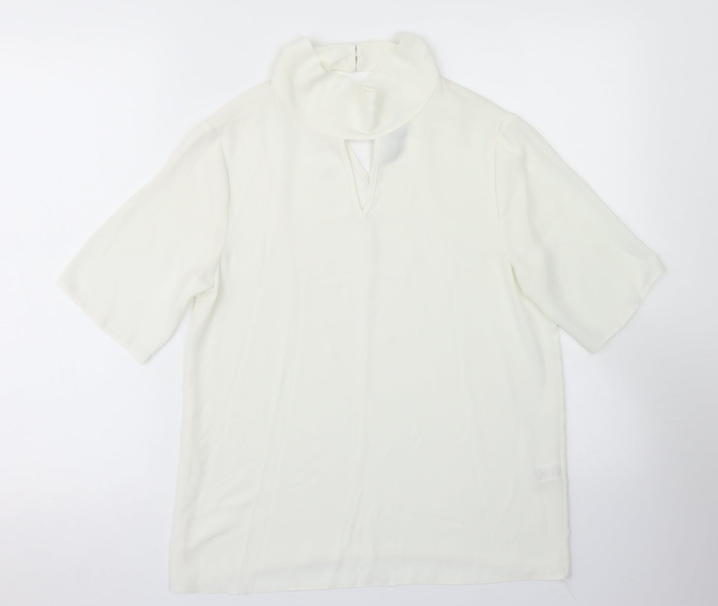 TU Womens White  Polyester Basic Blouse Size 8 Mock Neck