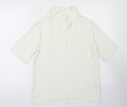 TU Womens White  Polyester Basic Blouse Size 8 Mock Neck