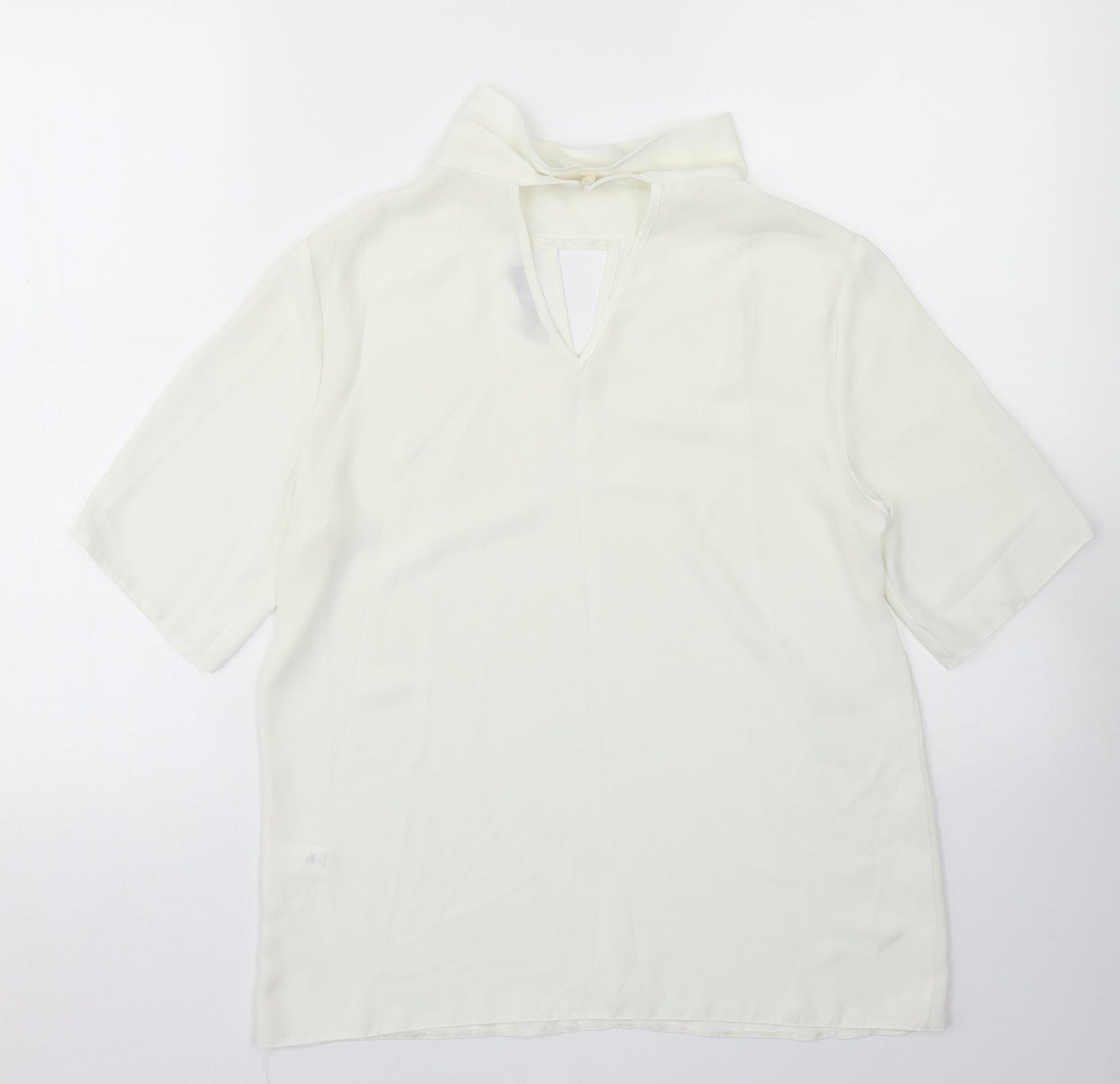 TU Womens White  Polyester Basic Blouse Size 8 Mock Neck