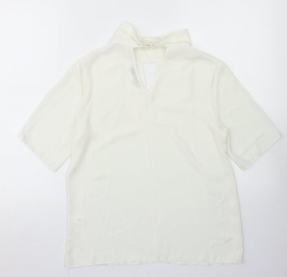 TU Womens White  Polyester Basic Blouse Size 8 Mock Neck