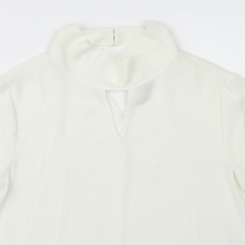 TU Womens White  Polyester Basic Blouse Size 8 Mock Neck
