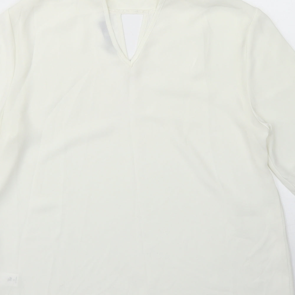 TU Womens White  Polyester Basic Blouse Size 8 Mock Neck