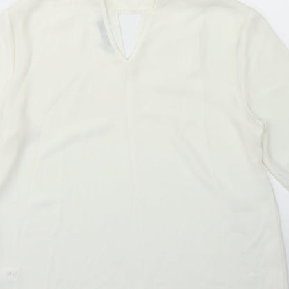 TU Womens White  Polyester Basic Blouse Size 8 Mock Neck