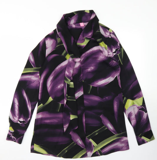 Basler Womens Purple  Polyester Basic Blouse Size 10 Collared