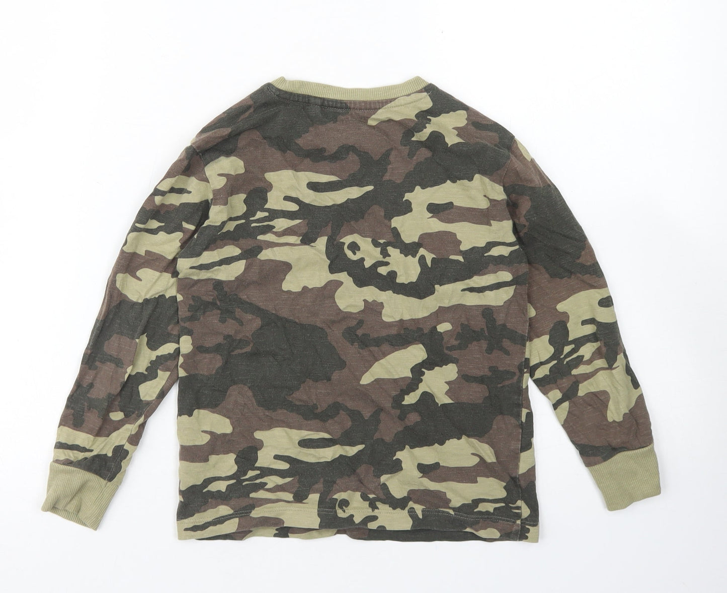 NEXT Boys Green Camouflage Cotton Basic T-Shirt Size 6 Years Crew Neck