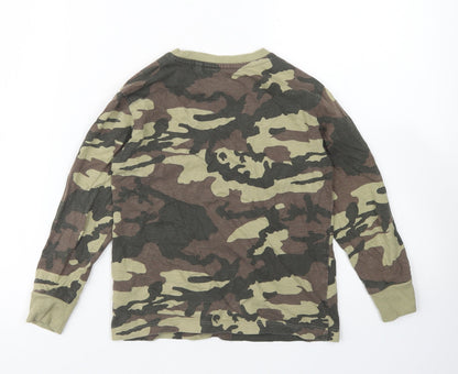 NEXT Boys Green Camouflage Cotton Basic T-Shirt Size 6 Years Crew Neck