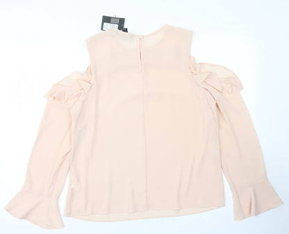 Atmosphere Womens Pink  Polyester Basic Blouse Size 12 Round Neck - Cold Shoulder