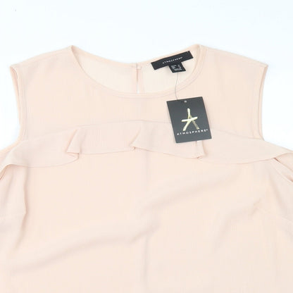 Atmosphere Womens Pink  Polyester Basic Blouse Size 12 Round Neck - Cold Shoulder