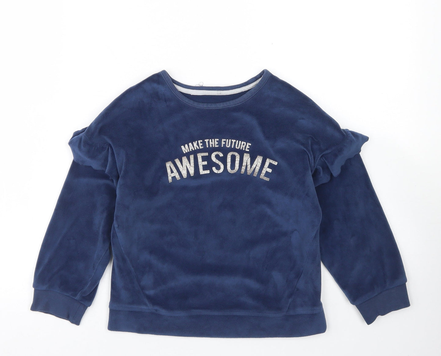 M&S Girls Blue  Polyester Pullover Sweatshirt Size 7-8 Years