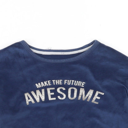 M&S Girls Blue  Polyester Pullover Sweatshirt Size 7-8 Years